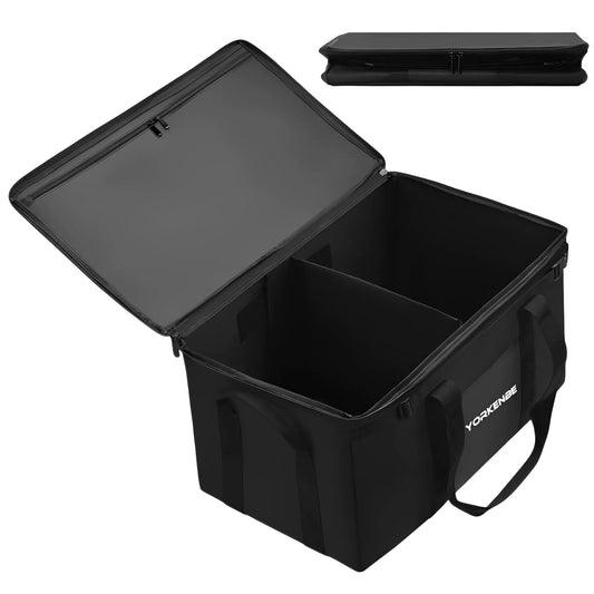 Yorkenbe 45L Camping Organizer 1680D Heavy Duty Waterproof Camping Storage for Camping Cooking Utensils and Camping Cookware with Hard Bottom Camping Bag with Zippered Lid for RV Hiking